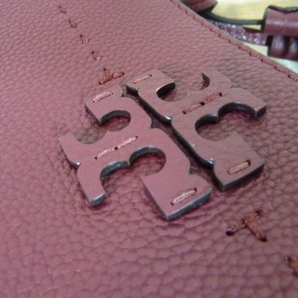 NEW Tory Burch Mcgraw Port/Imperial Garnet Burgundy Leather Large Tote Bag - Picture 11 of 13